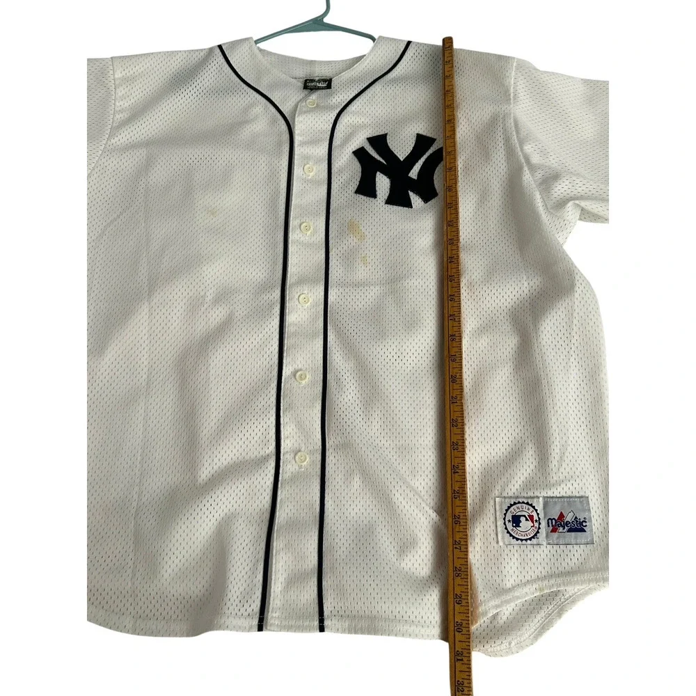 Vtg NY Yankees Majestic Jersey Men's 2X White Mesh MLB Baseball Made In USA Read